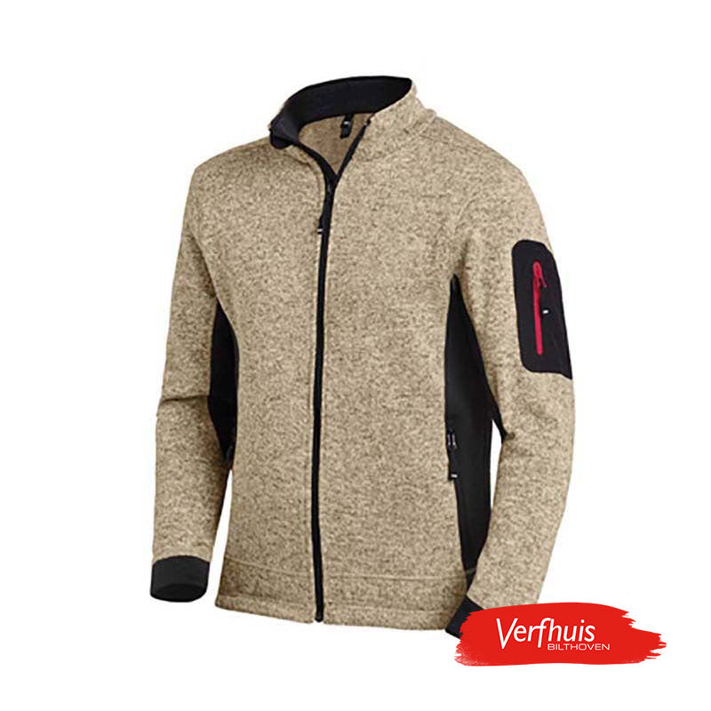 State of Art gebreid vest bruin rits effen katoen wijde fit